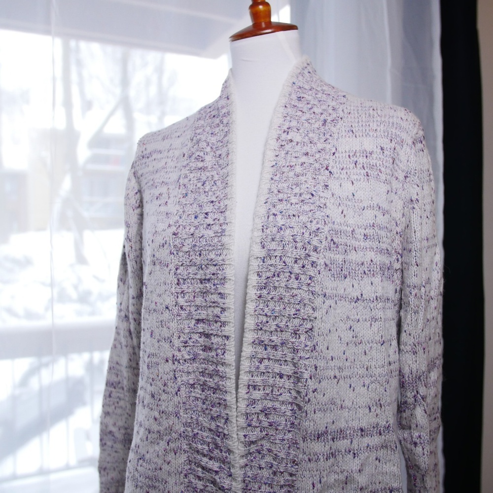 Coldwater Creek Multicolor Metallic Open Cardigan